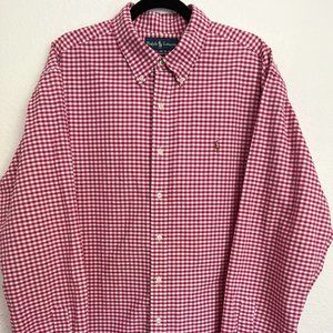 Men's Ralph Lauren Classic Fit Red and White Oxford Shirt